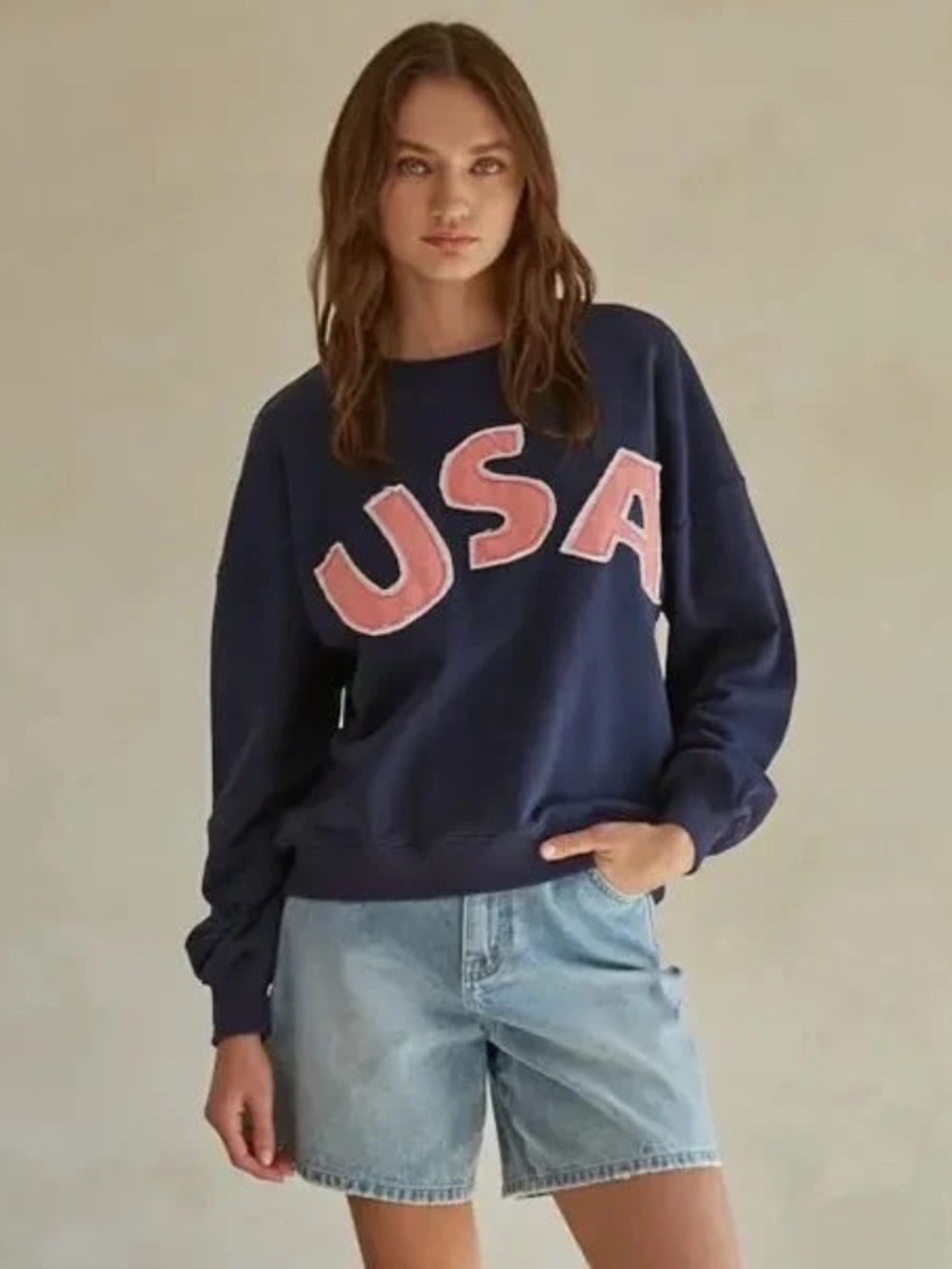 Uncharted threads USA Patchwork Appliqué Pullover